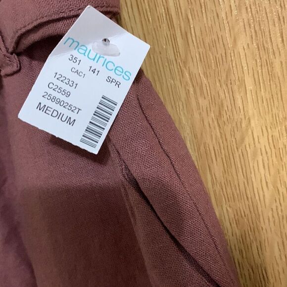 Maurices Linen Ankle Pants Brown Paper Bag High Rise 29” Leg - Picture 3 of 9